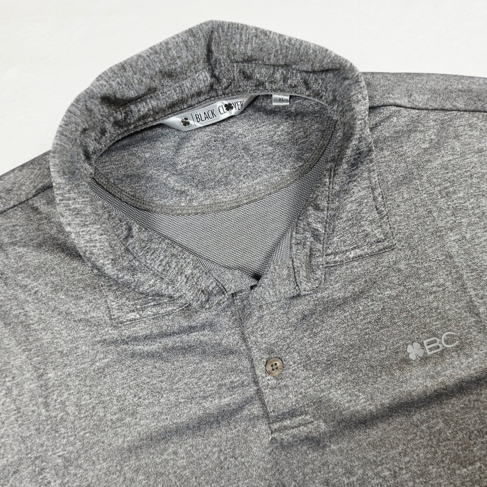 Black Clover Live Lucky Mens XL Gray Heather Space Dye Performance Golf Polo